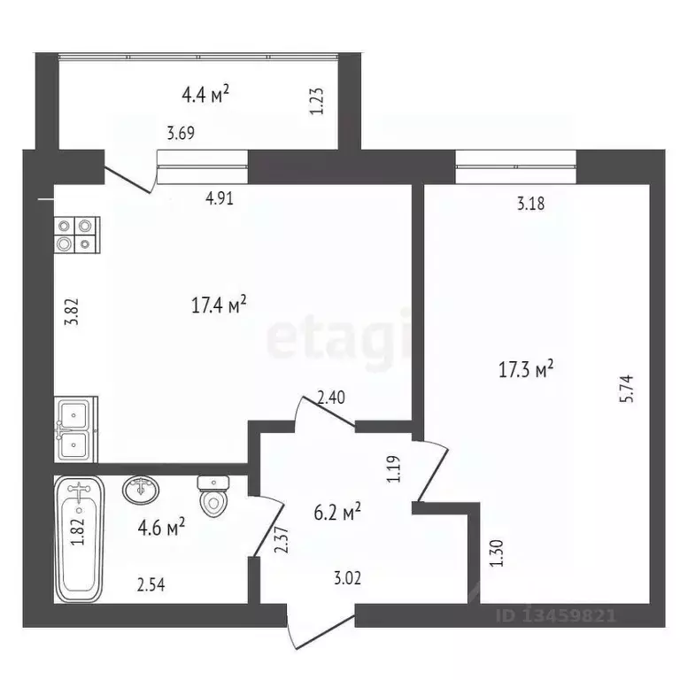 1-к кв. Марий Эл, Йошкар-Ола бул. Ураева, 8Б (50.0 м) - Фото 1