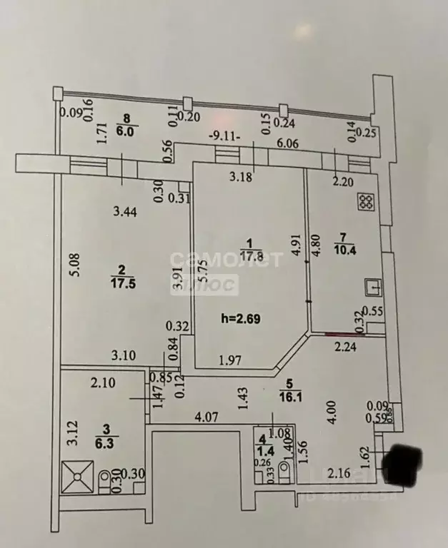 2-к кв. Татарстан, Казань ул. Курашова, 20 (78.0 м) - Фото 2