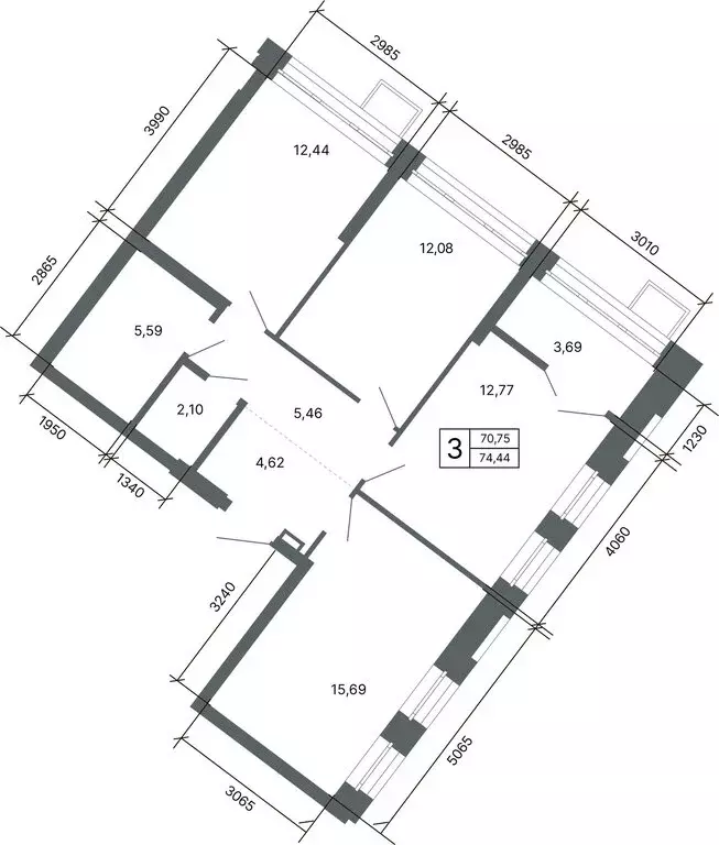 3-комнатная квартира: Екатеринбург, улица Мира, 47/6 (73.9 м) - Фото 1