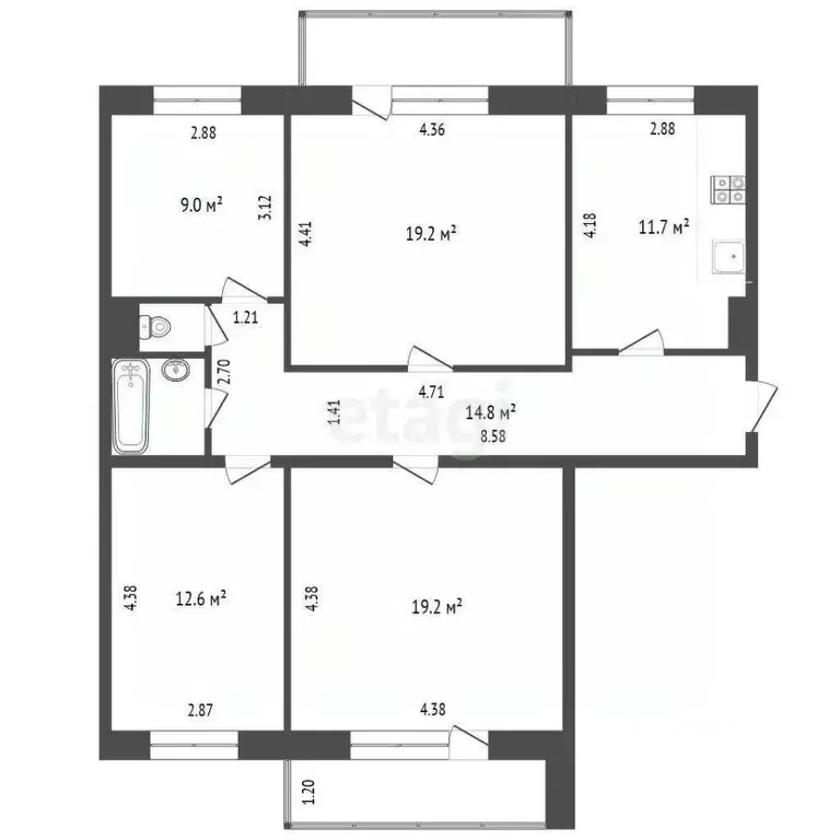 4-к кв. Марий Эл, Йошкар-Ола Кирпичная ул., 6А (90.2 м) - Фото 2