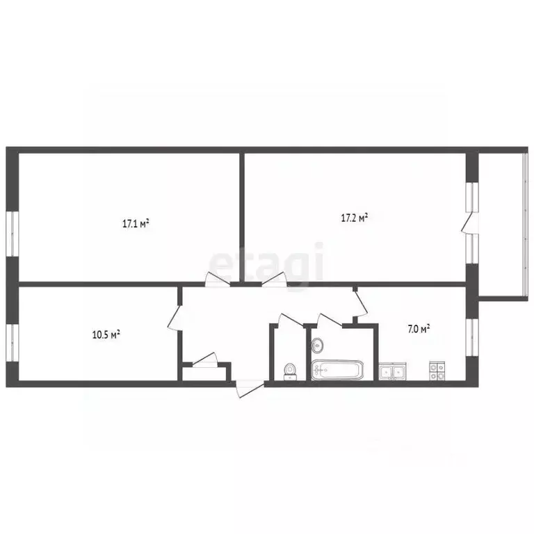 3-к кв. Тюменская область, Тюмень ул. Беляева, 19 (61.9 м) - Фото 1