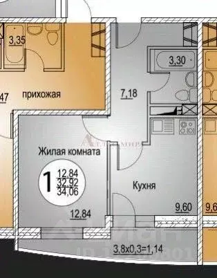 1-к кв. Ростовская область, Ростов-на-Дону ул. Пановой, 30с1 (34.1 м) - Фото 1