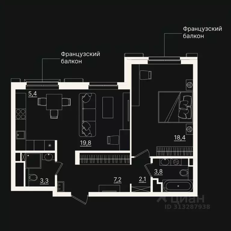 2-к кв. Тюменская область, Тюмень ул. Щербакова, 2к5 (59.9 м) - Фото 0