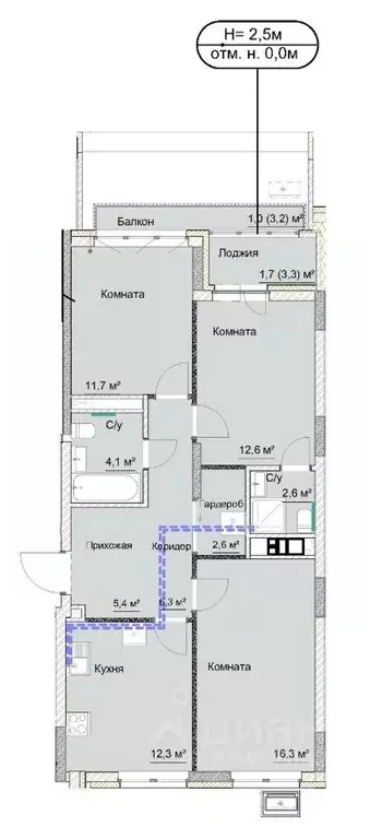 3-к кв. Удмуртия, Ижевск ул. Карла Либкнехта, 46 (80.5 м) - Фото 2