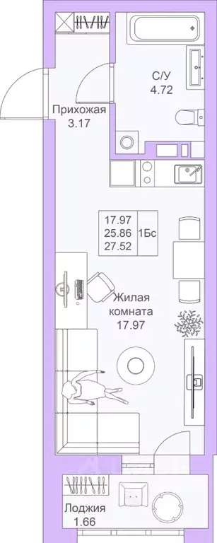 Студия Татарстан, Казань ул. Александра Курынова, 5к1 (27.8 м) - Фото 1