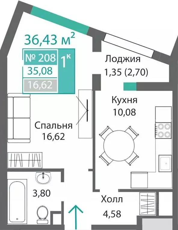 1-к кв. Крым, Симферополь Крымская роза мкр,  (36.43 м) - Фото 0