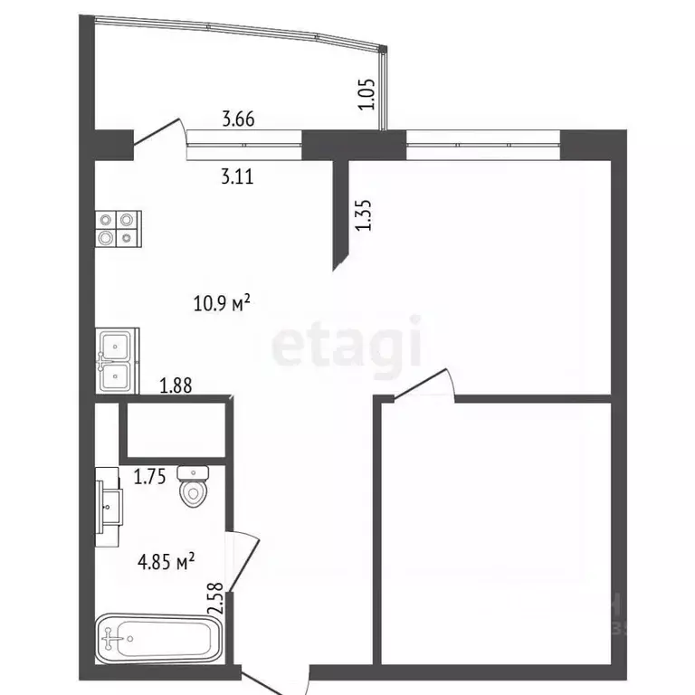 1-к кв. Московская область, Красногорск Лесная ул., 10 (42.0 м) - Фото 2