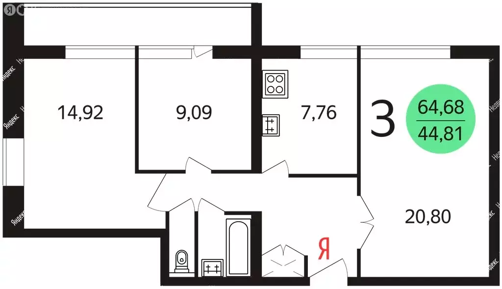 3-комнатная квартира: Москва, Юрьевский переулок, 16к1 (65 м) - Фото 1