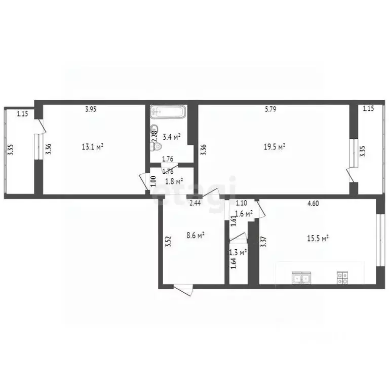 2-к кв. Краснодарский край, Новороссийск ул. Тобольская, 7А (64.8 м) - Фото 1