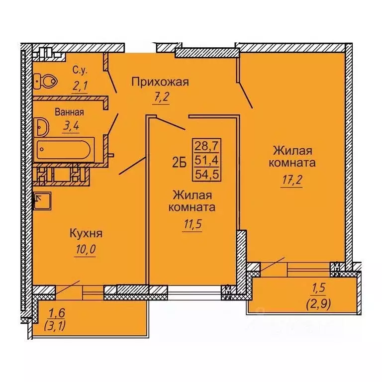 2-к кв. Новосибирская область, Новосибирск ул. Бородина, 54 (54.2 м) - Фото 0