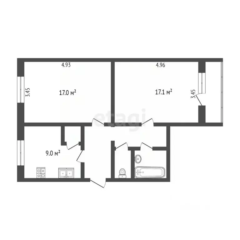 2-к кв. Ханты-Мансийский АО, Когалым ул. Мира, 21 (54.9 м) - Фото 0