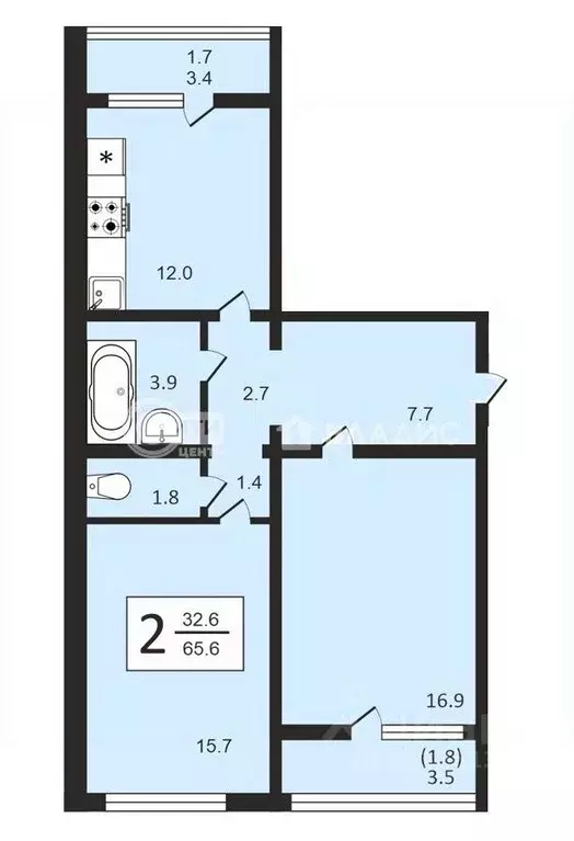 2-к кв. Воронежская область, Воронеж ул. Шишкова, 140Б/25 (65.6 м) - Фото 0