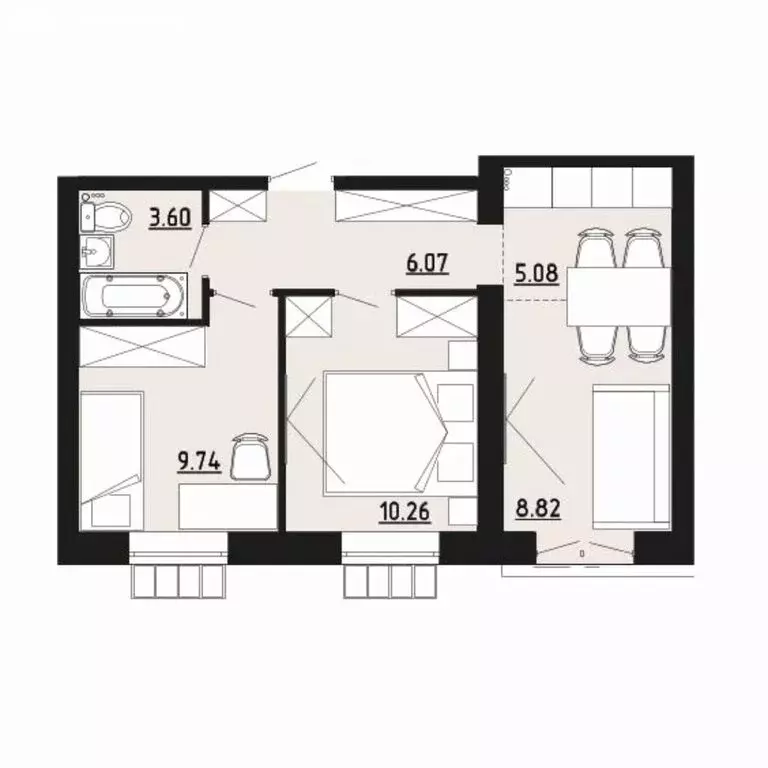 3-комнатная квартира: Челябинская область, Южноуральск (43.6 м) - Фото 1