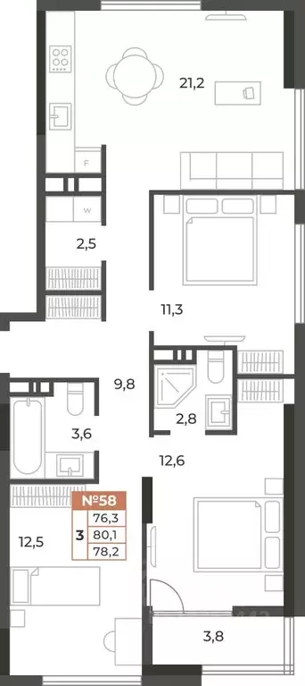 3-к кв. Крым, Симферополь ул. Караимская, 50 (78.2 м) - Фото 0