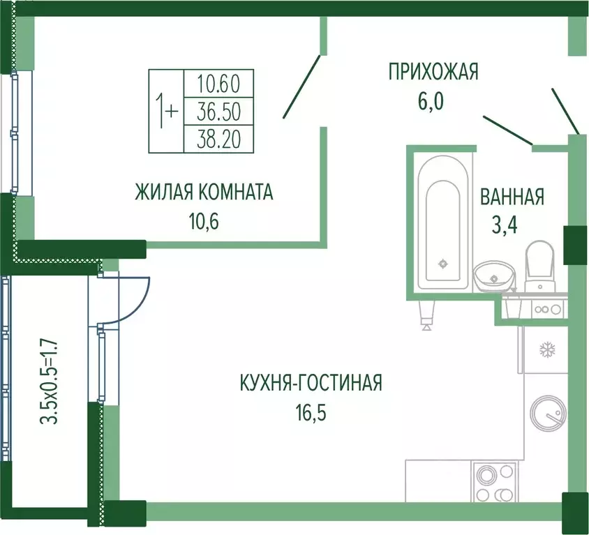 1-к кв. Краснодарский край, Краснодар Круговая ул., 4/1 (39.25 м) - Фото 0