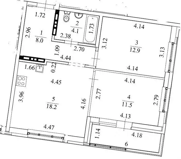 2-к кв. Свердловская область, Екатеринбург ул. Металлургов, 63 (58.0 ... - Фото 1