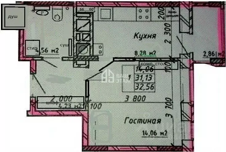 1-к кв. Калужская область, Калуга Азаровская ул., 40к1 (34.0 м) - Фото 1