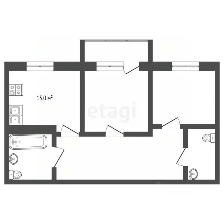 2-к кв. Московская область, Люберцы Хлебозаводской проезд, 1 (62.8 м) - Фото 1