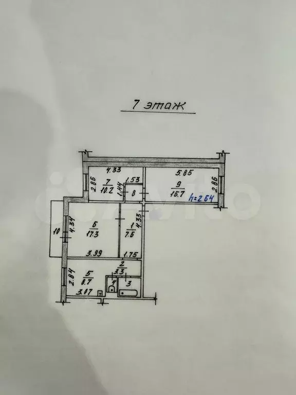 3-к. квартира, 69,2 м, 7/9 эт. - Фото 0