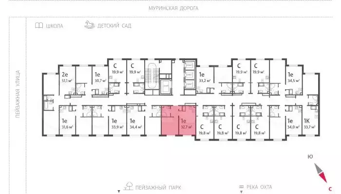 1-к. квартира, 32,7 м, 5/22 эт. - Фото 1