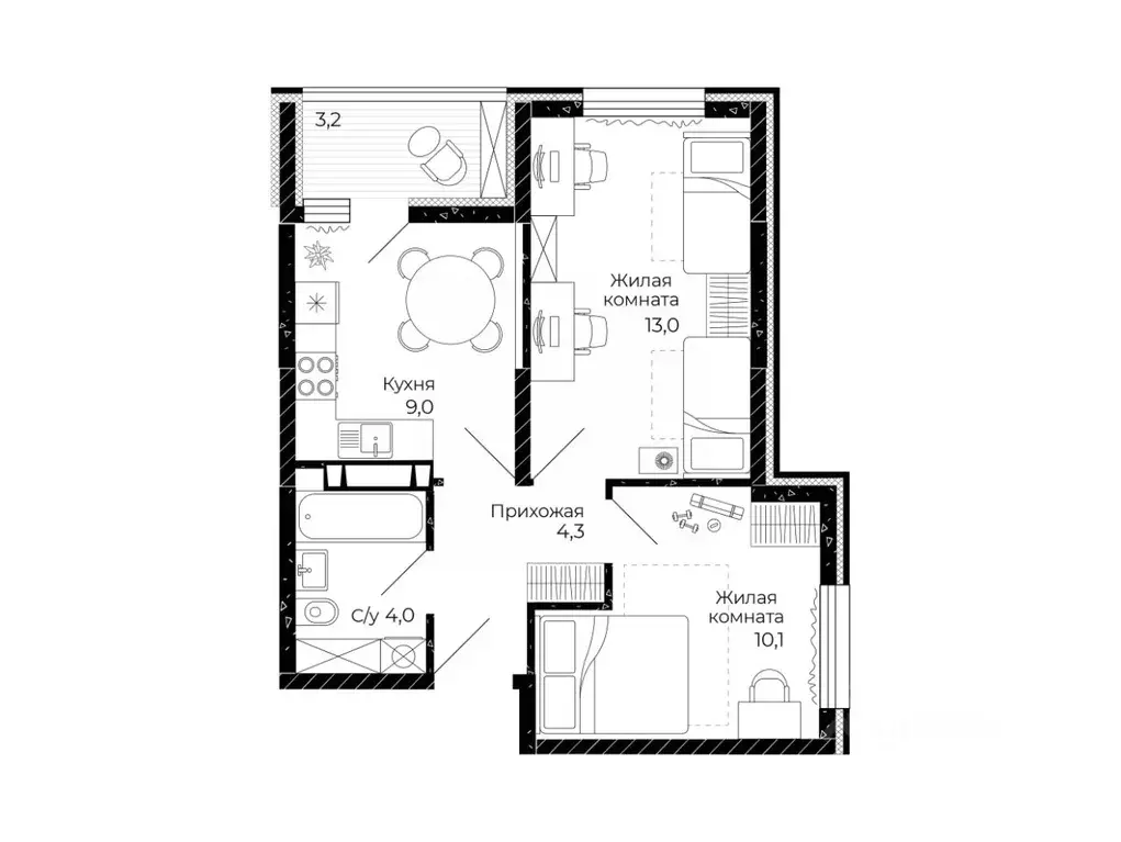 2-к кв. Ростовская область, Аксай  (42.0 м) - Фото 2