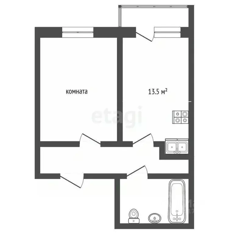 1-к кв. Ямало-Ненецкий АО, Новый Уренгой Таежная ул., 76А (47.8 м) - Фото 2