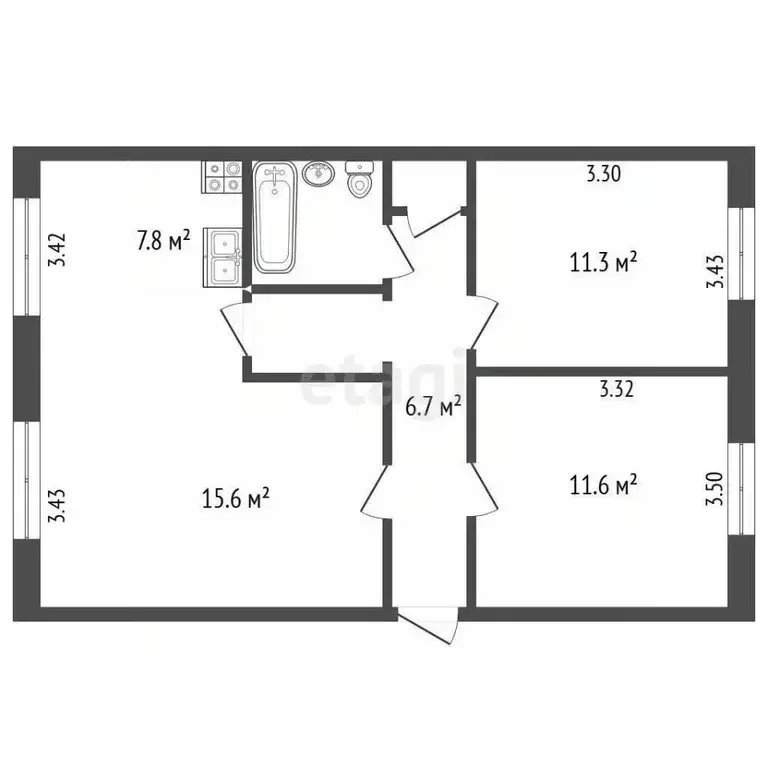 3-к кв. Вологодская область, Вологда ул. Гиляровского, 20 (60.4 м) - Фото 2