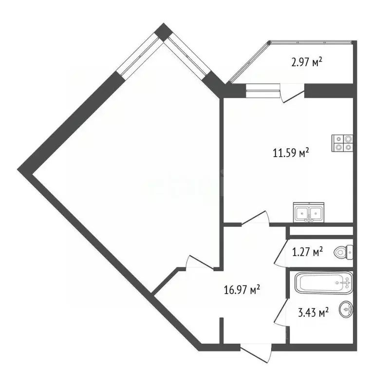 1-к кв. Санкт-Петербург ул. Оптиков, 45к1 (44.8 м) - Фото 2