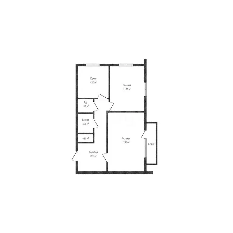 2-комнатная квартира: посёлок Троицкий, Центральная улица, 1/1 (53.2 ... - Фото 1