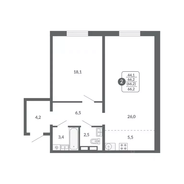 2-к кв. Кировская область, Киров ул. Потребкооперации, 34 (66.2 м) - Фото 1