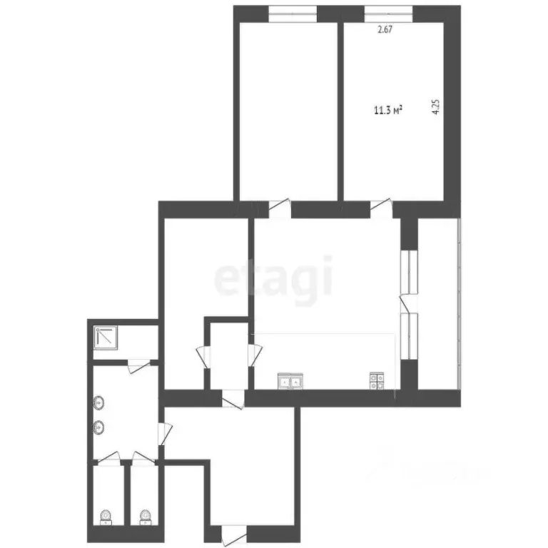 Комната Тюменская область, Тюмень Шаимский проезд, 5 (11.3 м) - Фото 1