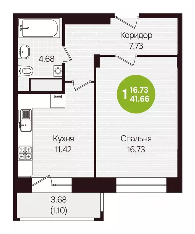 1-к кв. Чувашия, Новочебоксарск ул. 10-й Пятилетки, поз24 (41.66 м) - Фото 1