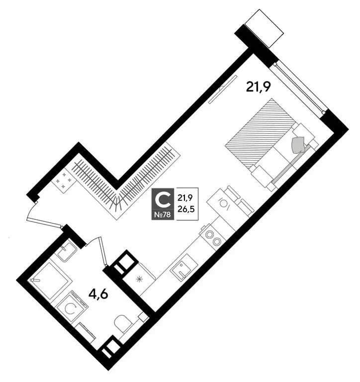 Квартира-студия: Краснодар, микрорайон Догма Парк (26.5 м) - Фото 0