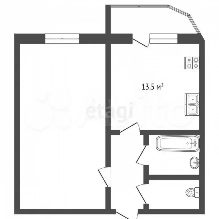 1-к. квартира, 41 м, 1/17 эт. - Фото 0