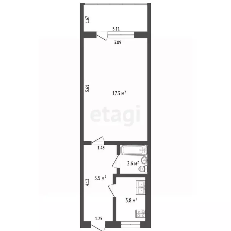 1-к кв. Крым, Ялта ул. Григорьева, 46К2 (32.0 м) - Фото 2