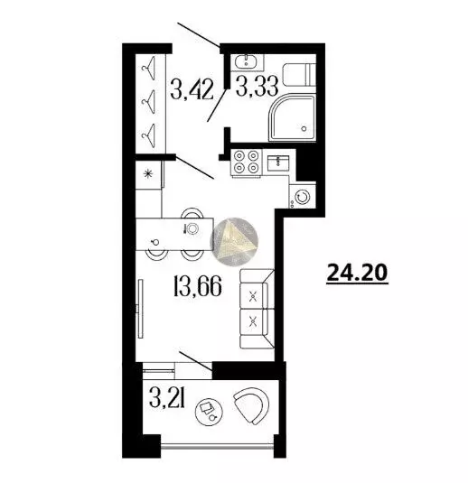 Квартира-студия: Санкт-Петербург, улица Коли Томчака, 3 (24.2 м) - Фото 1