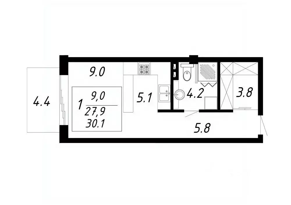 1-к кв. Ставропольский край, Ессентуки Озеро жилой комплекс (30.1 м) - Фото 1