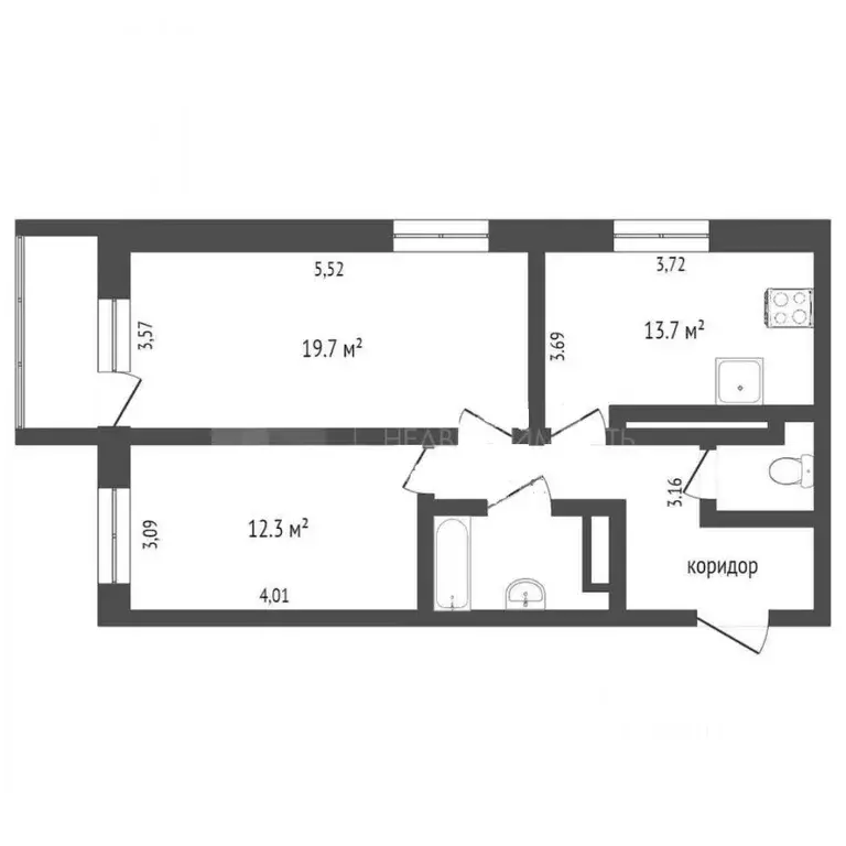 2-к кв. Тюменская область, Тюмень ул. Ю.-Р.Г. Эрвье, 24к3 (62.0 м) - Фото 1