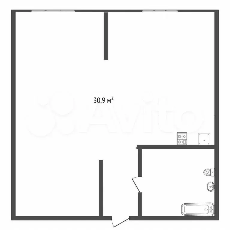 Квартира-студия, 30,9 м, 2/8 эт. - Фото 0