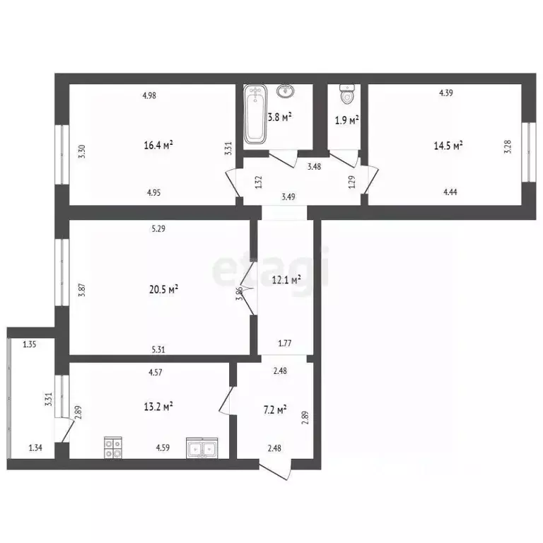 3-к кв. Орловская область, Орел Пожарная ул., 5 (89.6 м) - Фото 1