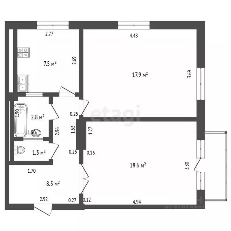 2-к кв. Калининградская область, Калининград Ленинский просп., 10 ... - Фото 2