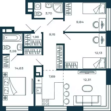 3-к кв. Московская область, Красногорск Центральная ул., 68А (74.69 м) - Фото 0