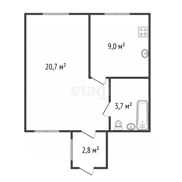 1-к кв. Белгородская область, Валуйки Восточная ул., 108 (36.2 м) - Фото 2
