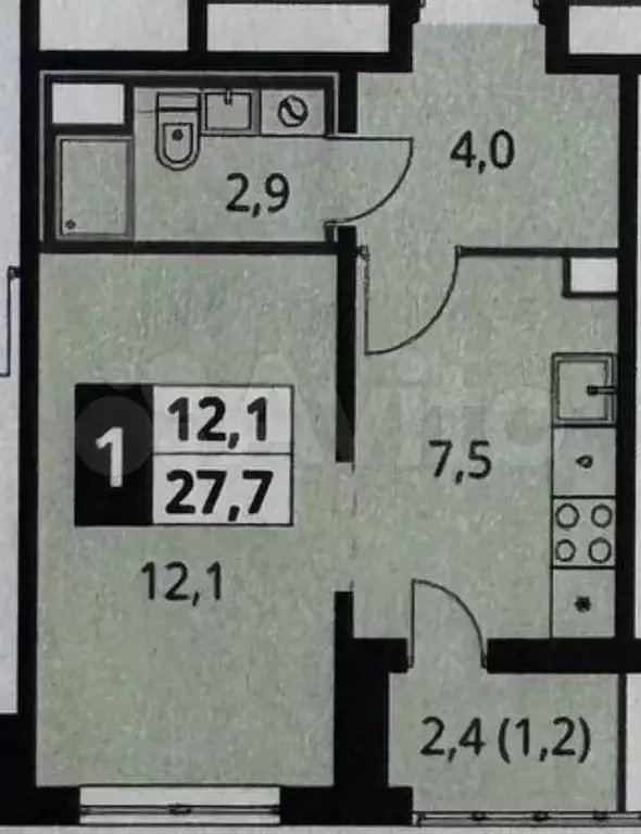 1-к. квартира, 27 м, 24/24 эт. - Фото 0