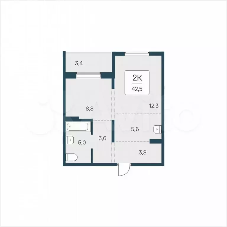 2-к. квартира, 42,5 м, 13/18 эт. - Фото 0