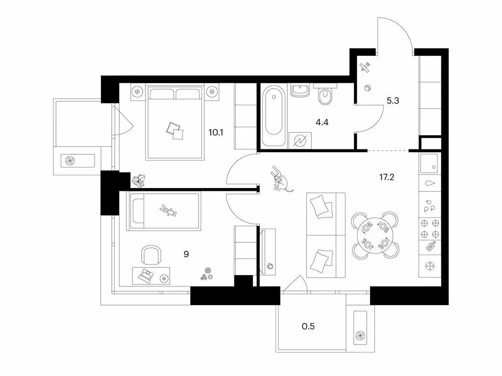 2-комнатная квартира: Казань, ЖК Сиберово, 3 (47.3 м) - Фото 1