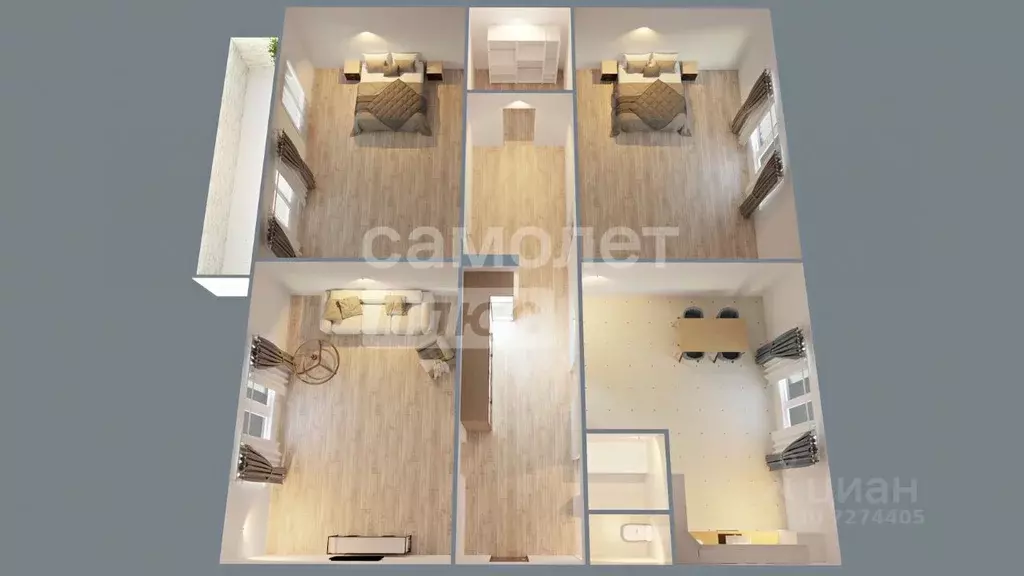 3-к кв. Самарская область, Тольятти Спортивная ул., 8 (122.3 м) - Фото 2