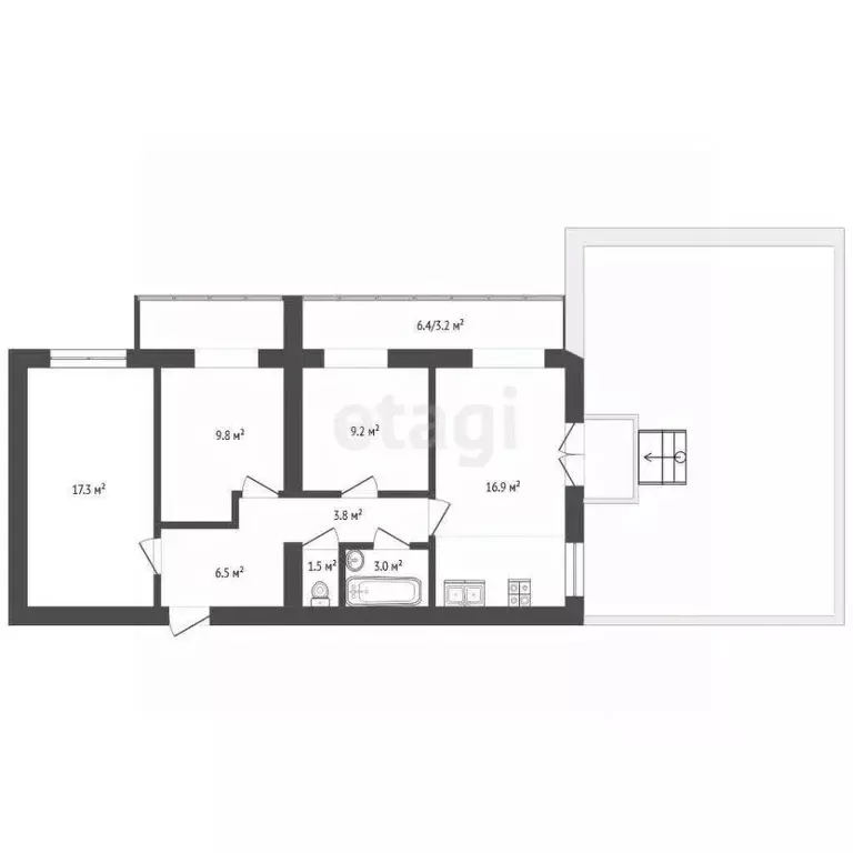 3-к кв. Вологодская область, Вологда ул. Возрождения, 86А (67.9 м) - Фото 2