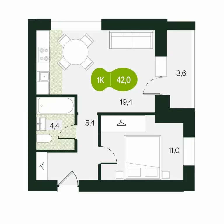 1-комнатная квартира: Чита, улица Токмакова, 30 (42 м) - Фото 0