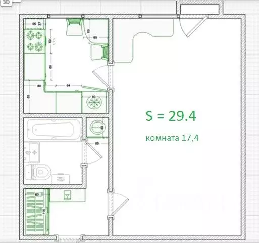 1-к кв. Ленинградская область, Тихвин 3-й мкр, 34 (29.4 м) - Фото 2